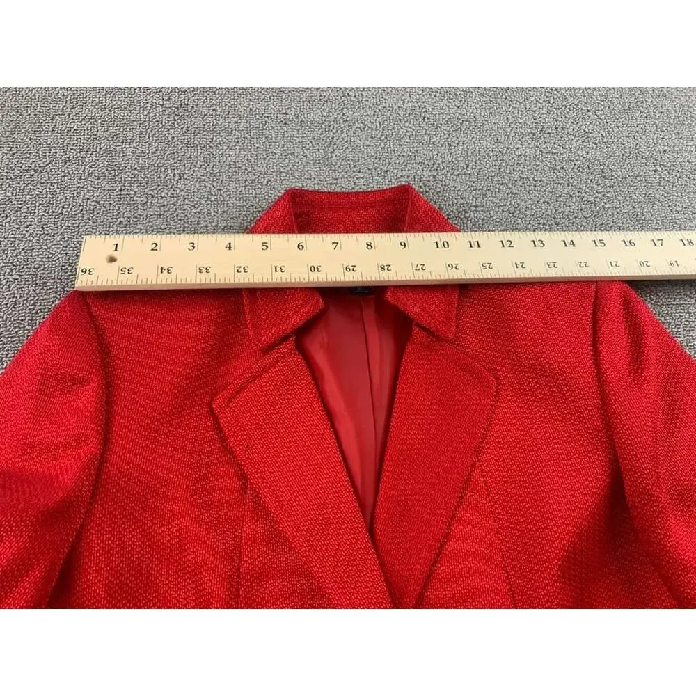 Y2K Tahari Arthur S Levine Blazer Women 4 Red Two Button Notch Lapel Long Sleeve